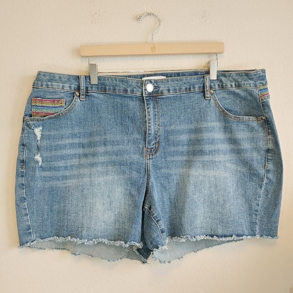 Lane Bryant Flex Magic Waistband Denim Mid-Rise Girlfriend Shorts Plus Size 24